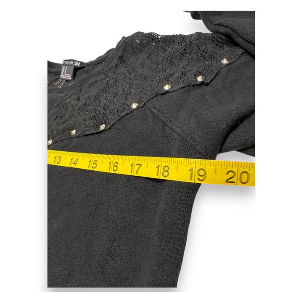 Forever 21 Black Lace Yoke Sweater W/ Studs Size Medium - Picture 4 of 8
